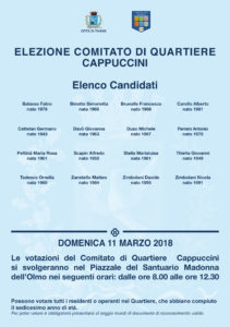 Cappuccini LOCANDINA 18 31x44 CANDIDATI SINGOLO QUARTIERE 2